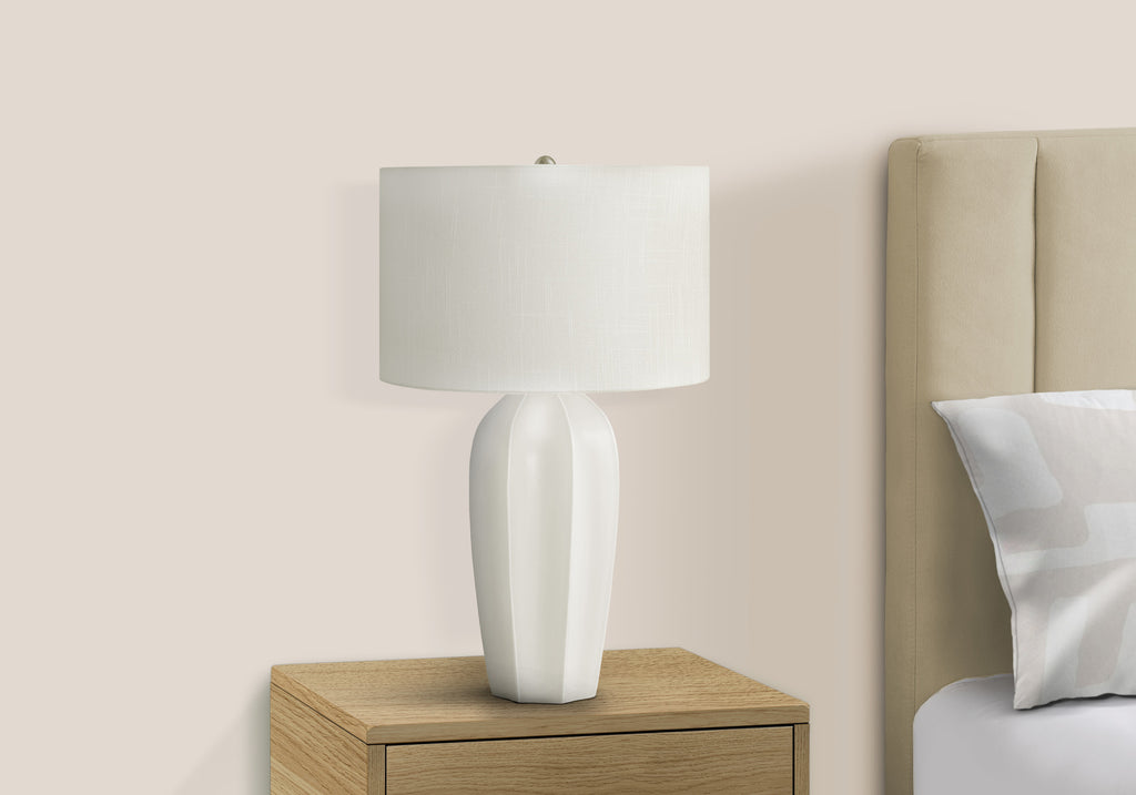 LIGHTING - 27""H TABLE LAMP CREAM CERAMIC / IVORY SHADE