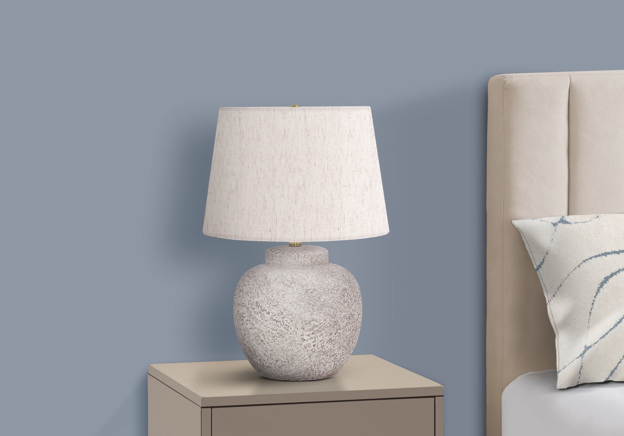 LIGHTING - 22""H TABLE LAMP CREAM CONCRETE / IVORY SHADE