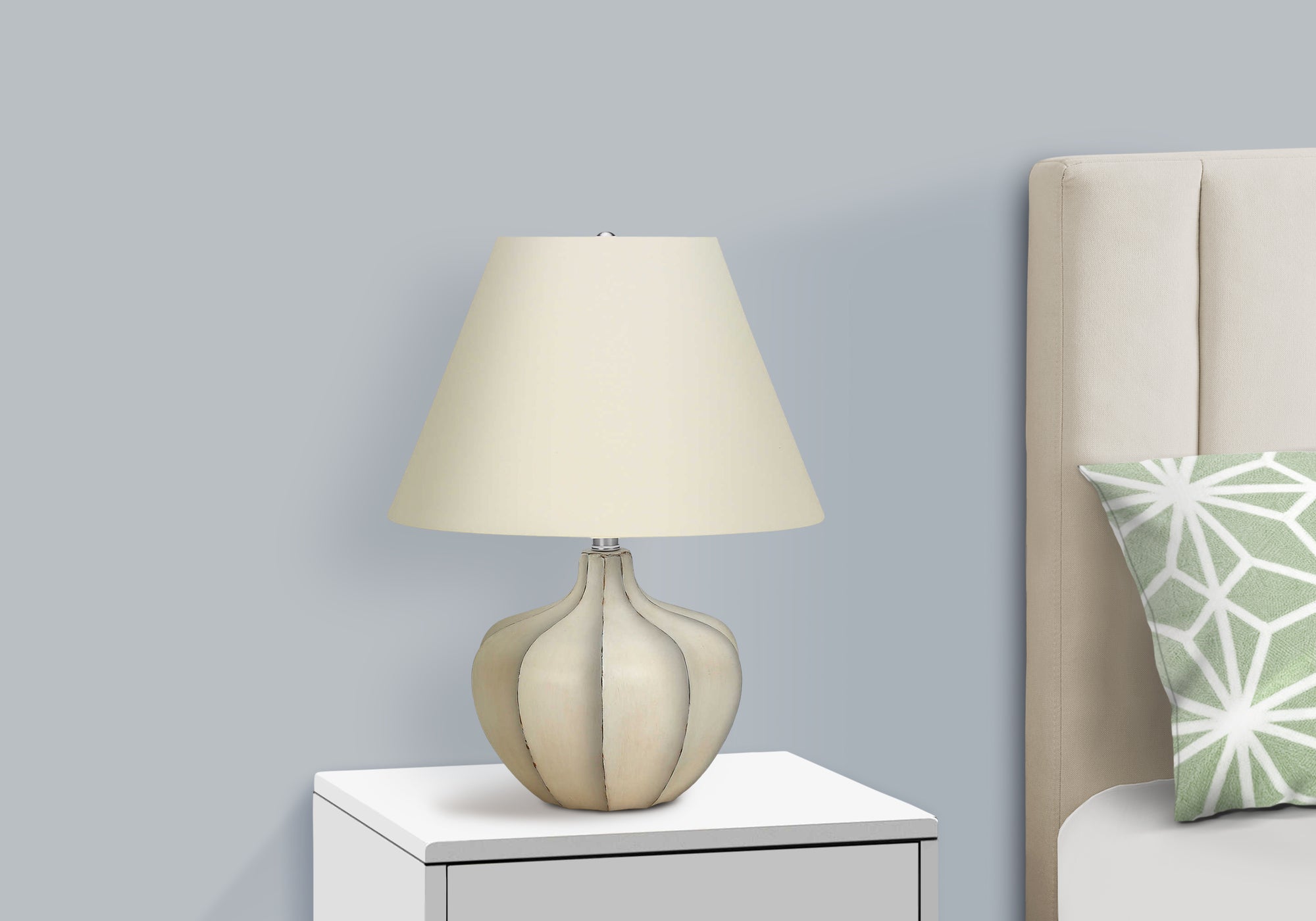 LIGHTING - 21""H TABLE LAMP CREAM RESIN  / IVORY SHADE