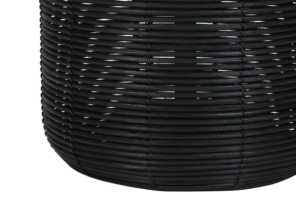 LIGHTING - 23""H TABLE LAMP BLACK RATTAN / IVORY SHADE
