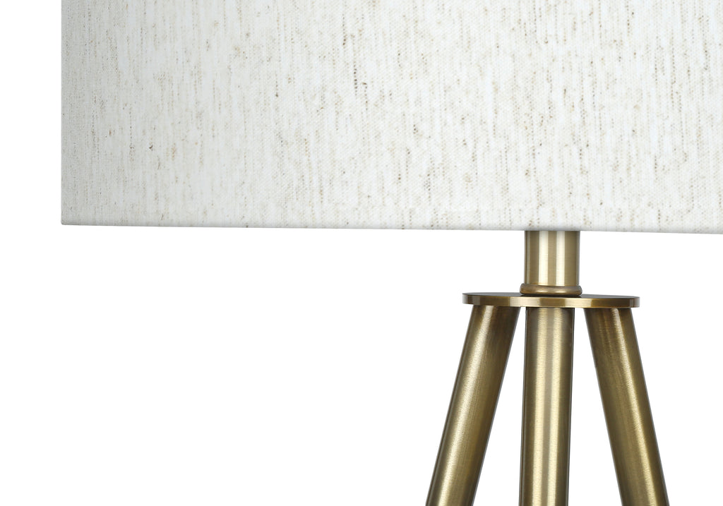 LIGHTING - 63""H TRIPOD FLOOR LAMP BRASS METAL / IVORY