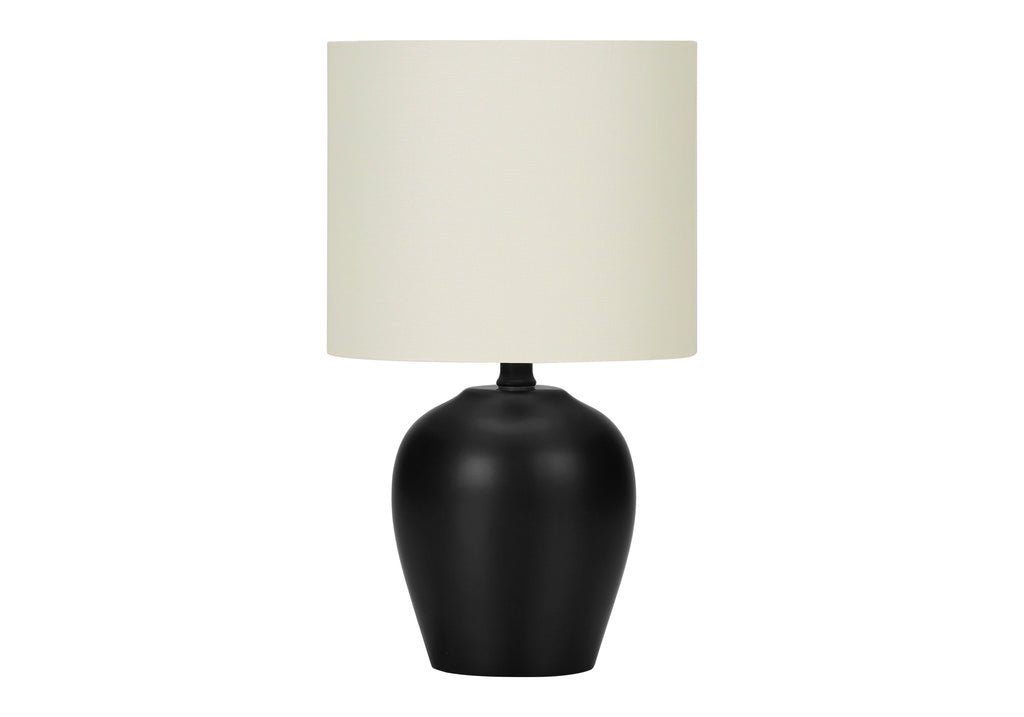 LIGHTING - 17""H TABLE LAMP BLACK CERAMIC / IVORY SHADE