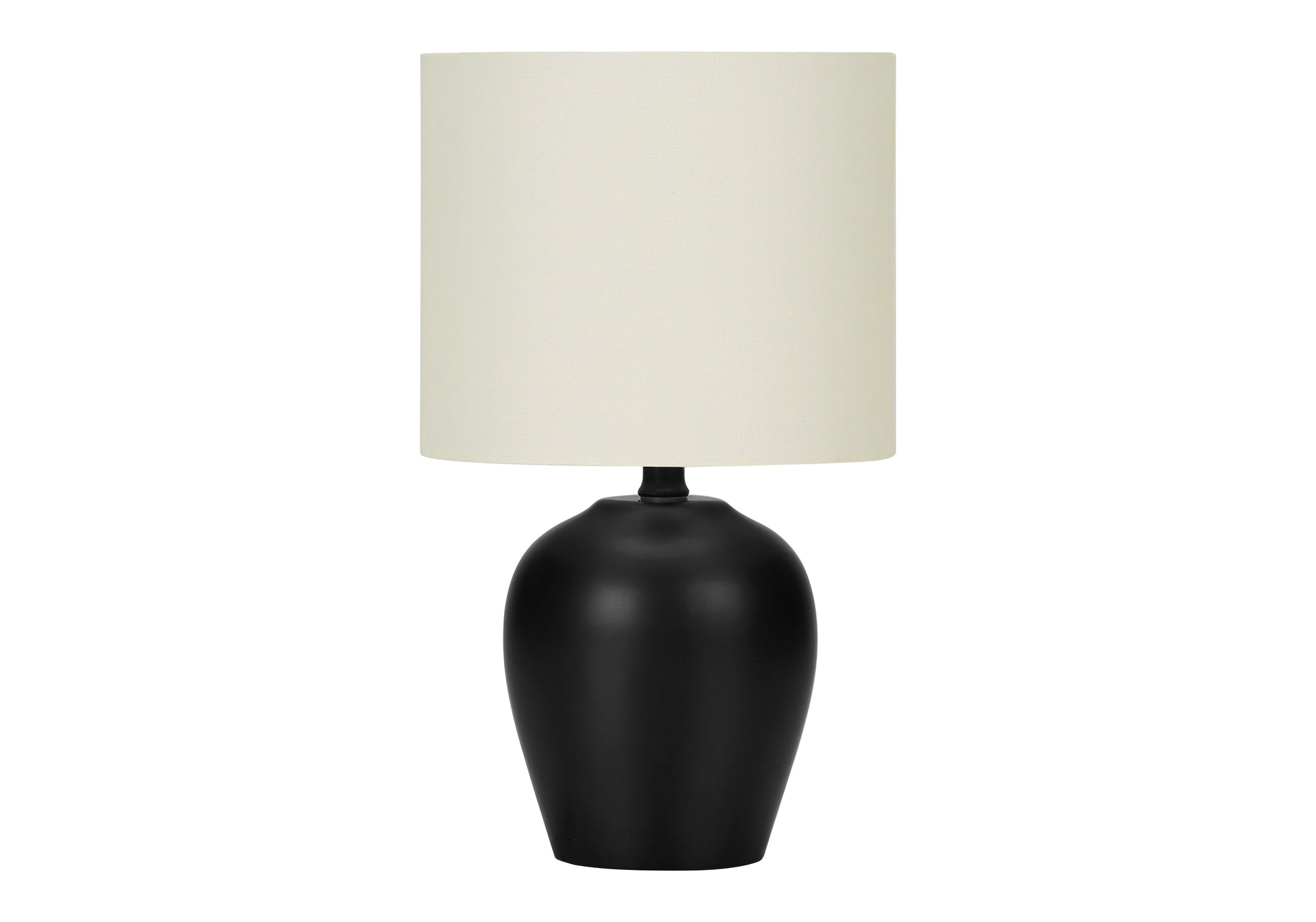 LIGHTING - 17""H TABLE LAMP BLACK CERAMIC / IVORY SHADE