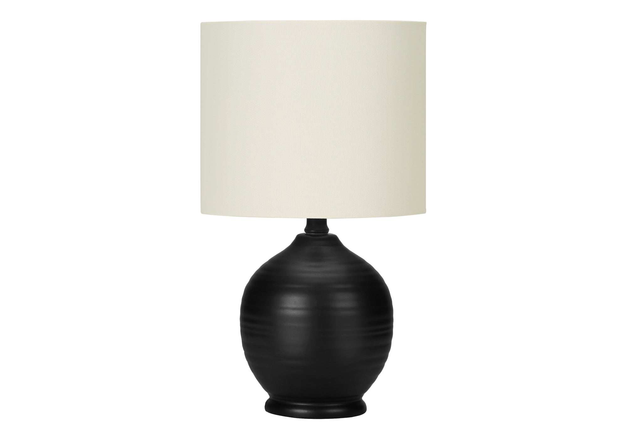 LIGHTING - 17""H TABLE LAMP BLACK CERAMIC / IVORY SHADE