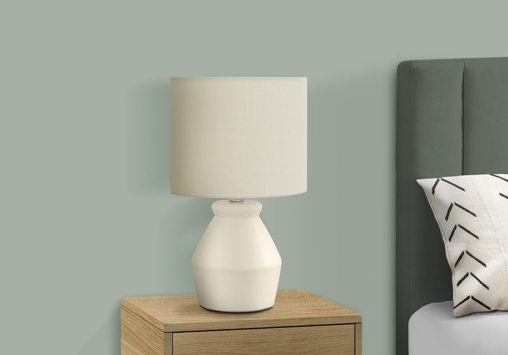 LIGHTING - 17""H TABLE LAMP CREAM CERAMIC / IVORY SHADE