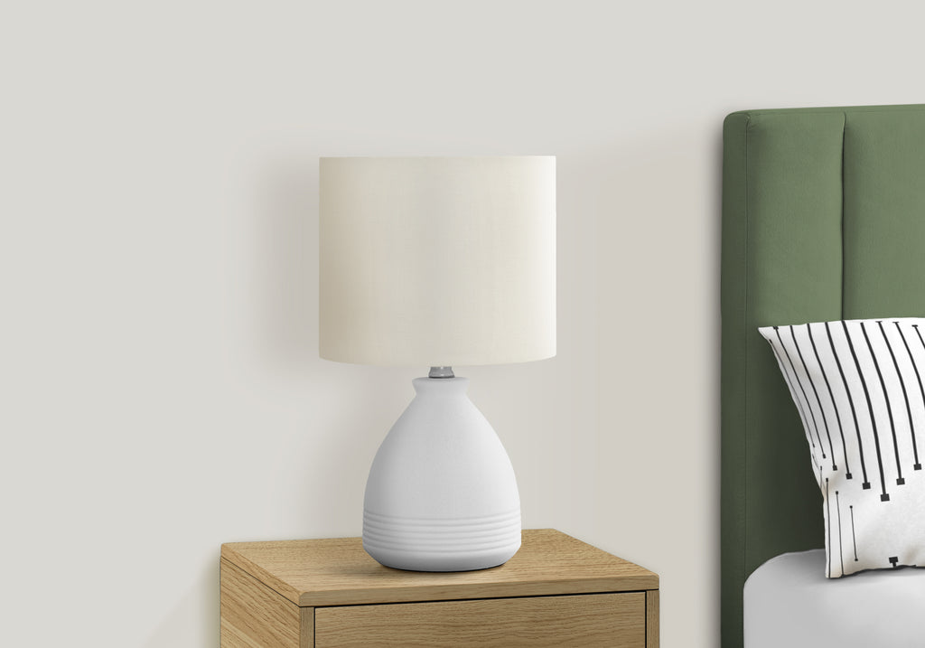 LIGHTING - 17""H TABLE LAMP CREAM CERAMIC / IVORY SHADE