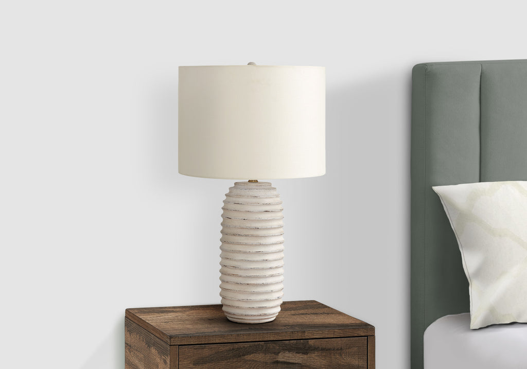 LIGHTING - 28""H TABLE LAMP CREAM RESIN / IVORY SHADE
