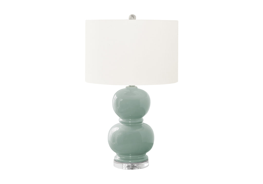 LIGHTING - 25""H TABLE LAMP GREEN CERAMIC / IVORY SHADE