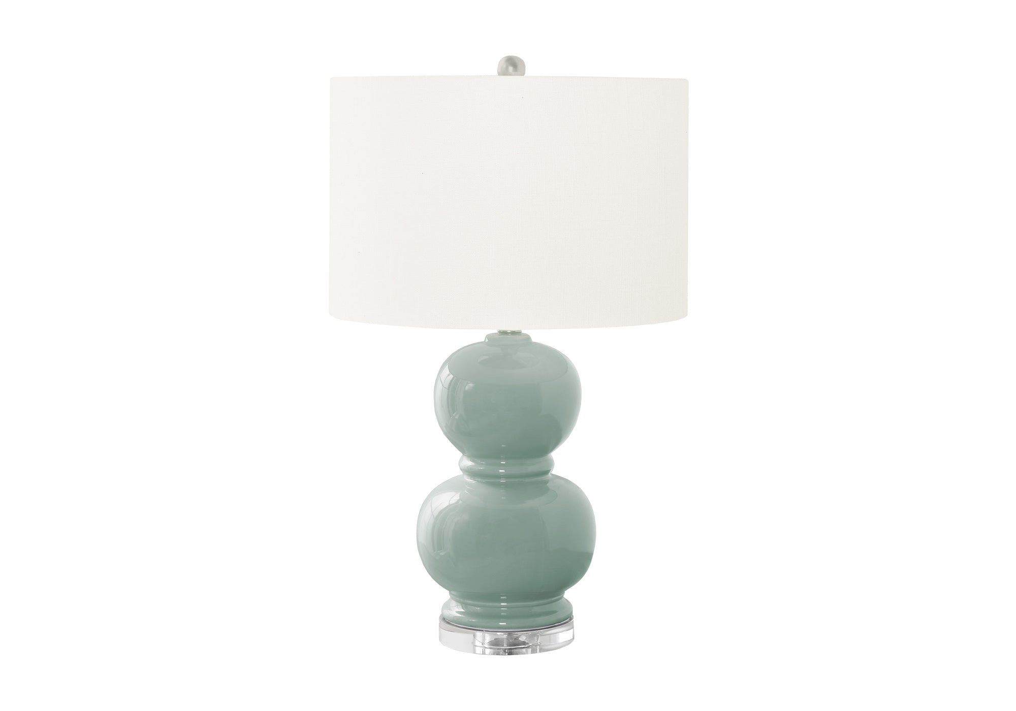 LIGHTING - 25""H TABLE LAMP GREEN CERAMIC / IVORY SHADE