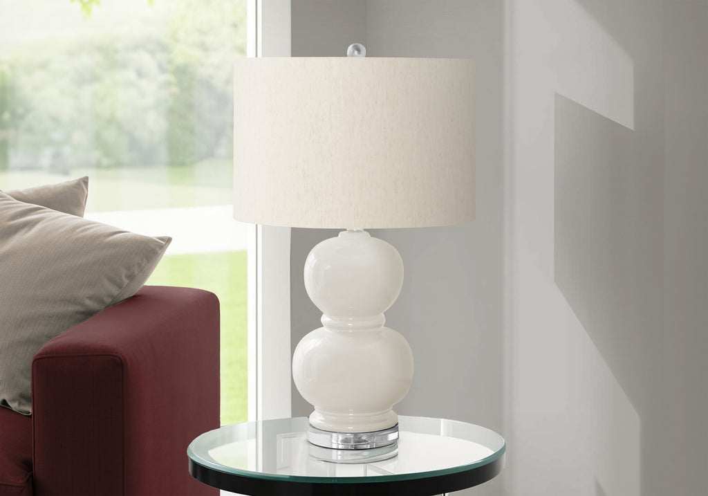 LIGHTING - 25""H TABLE LAMP CREAM CERAMIC / IVORY SHADE