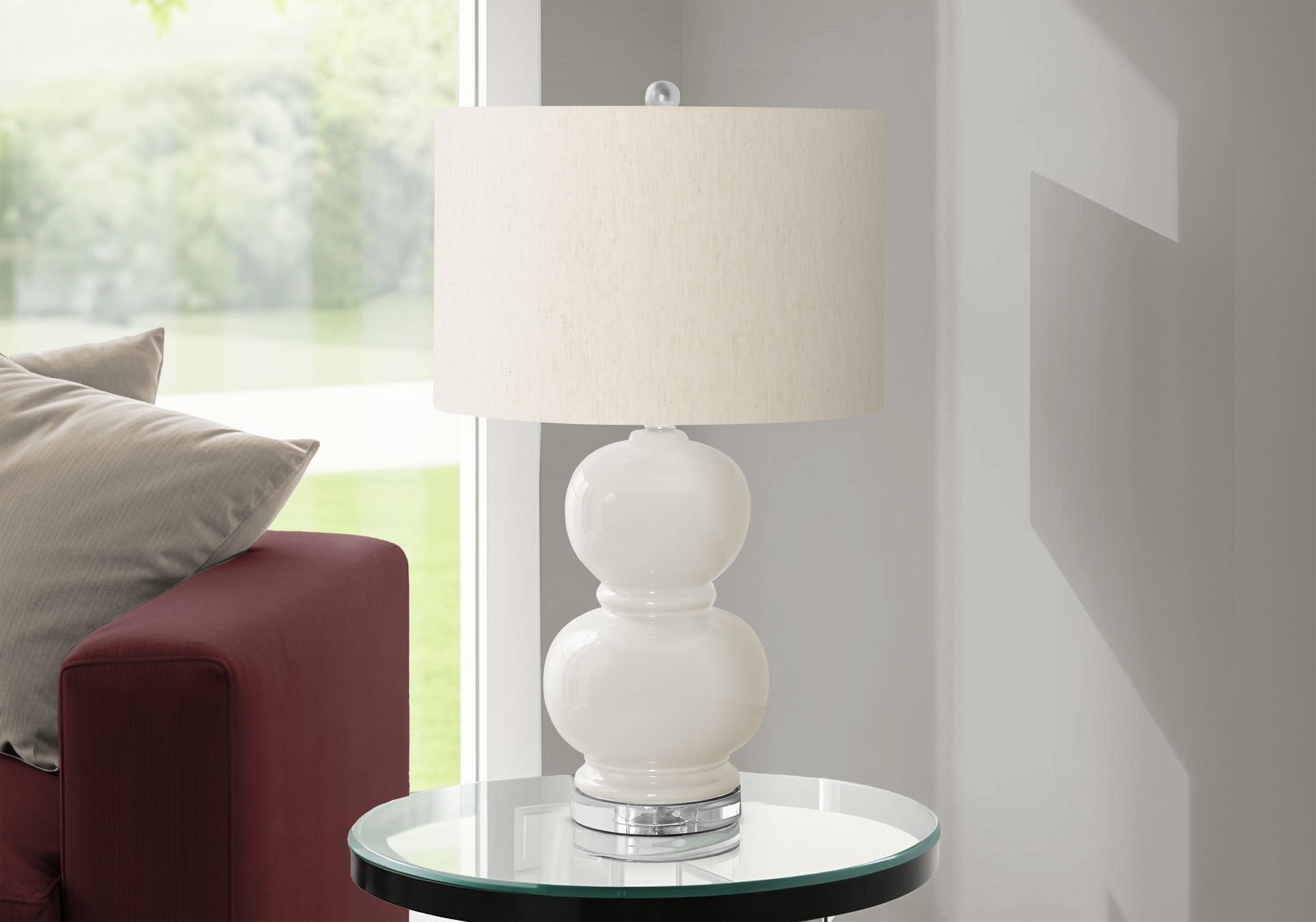 LIGHTING - 25""H TABLE LAMP CREAM CERAMIC / IVORY SHADE