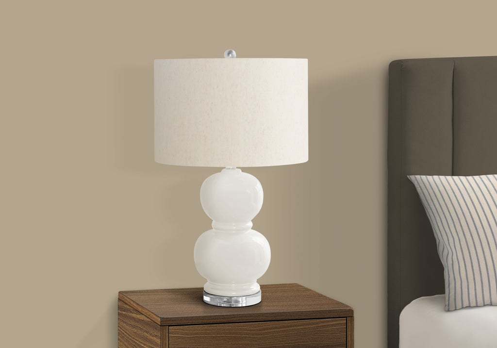 LIGHTING - 25""H TABLE LAMP CREAM CERAMIC / IVORY SHADE