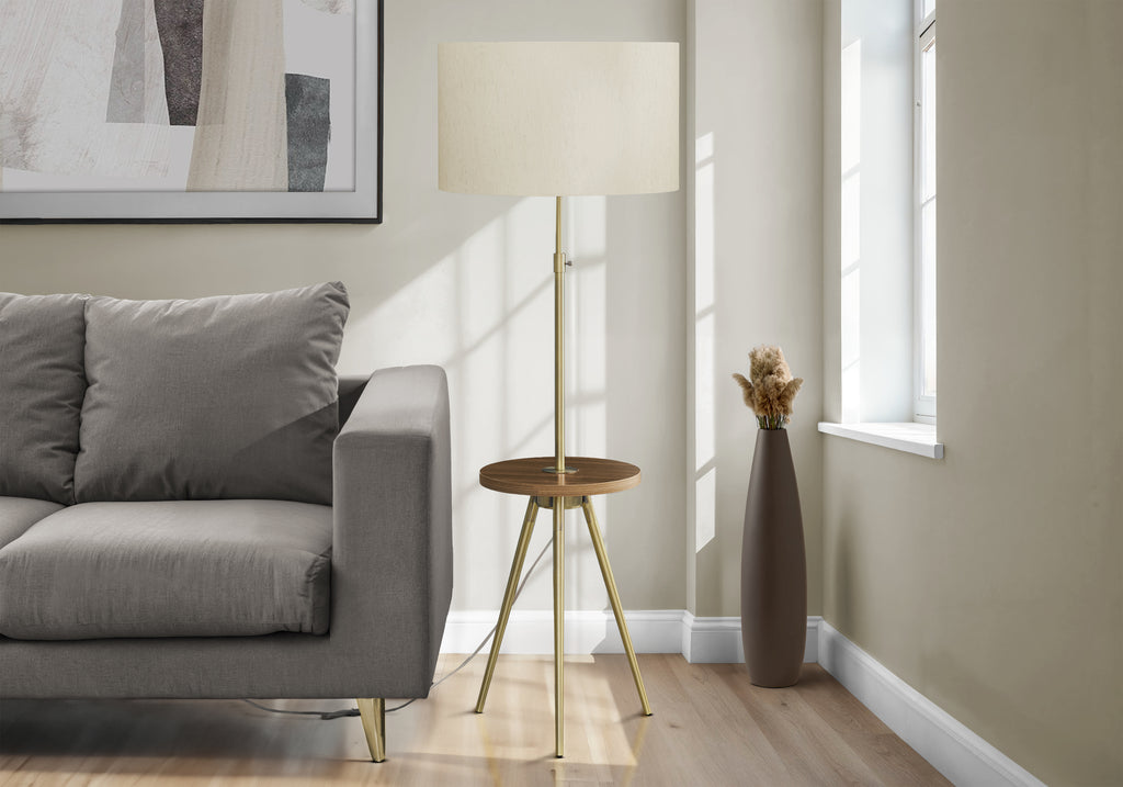 LIGHTING - 63""H TRIPOD FLOOR LAMP BRASS METAL / USB