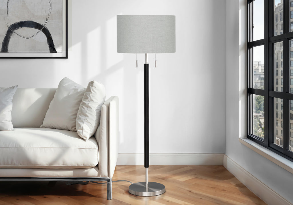 LIGHTING - 60""H FLOOR LAMP NICKEL METAL / GREY