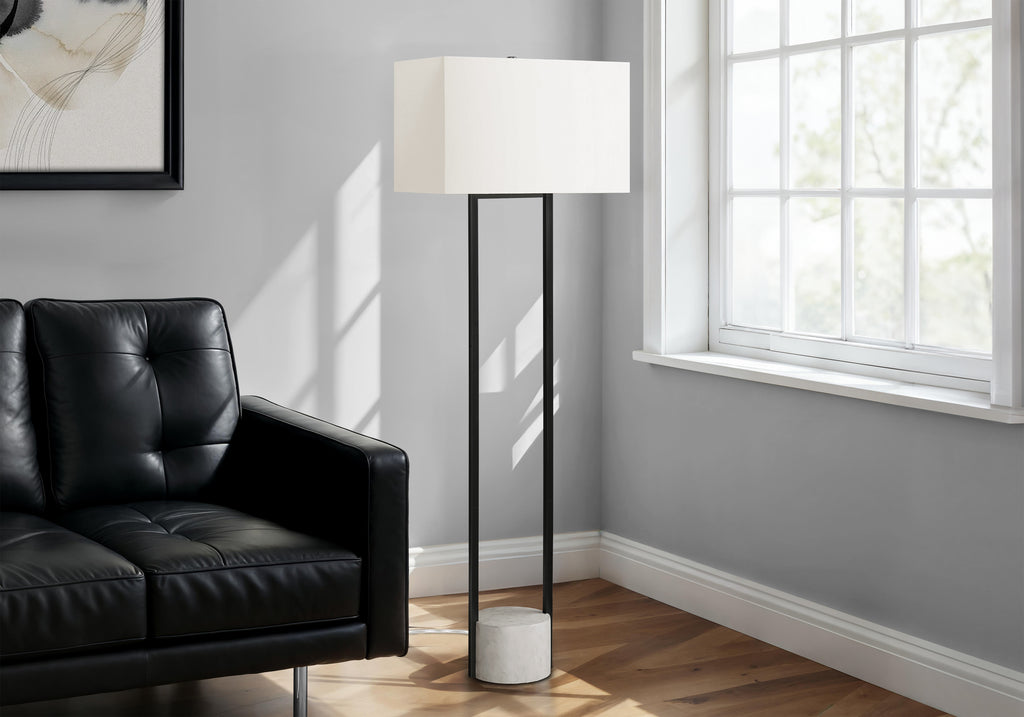 LIGHTING - 62""H FLOOR LAMP BLACK METAL / IVORY