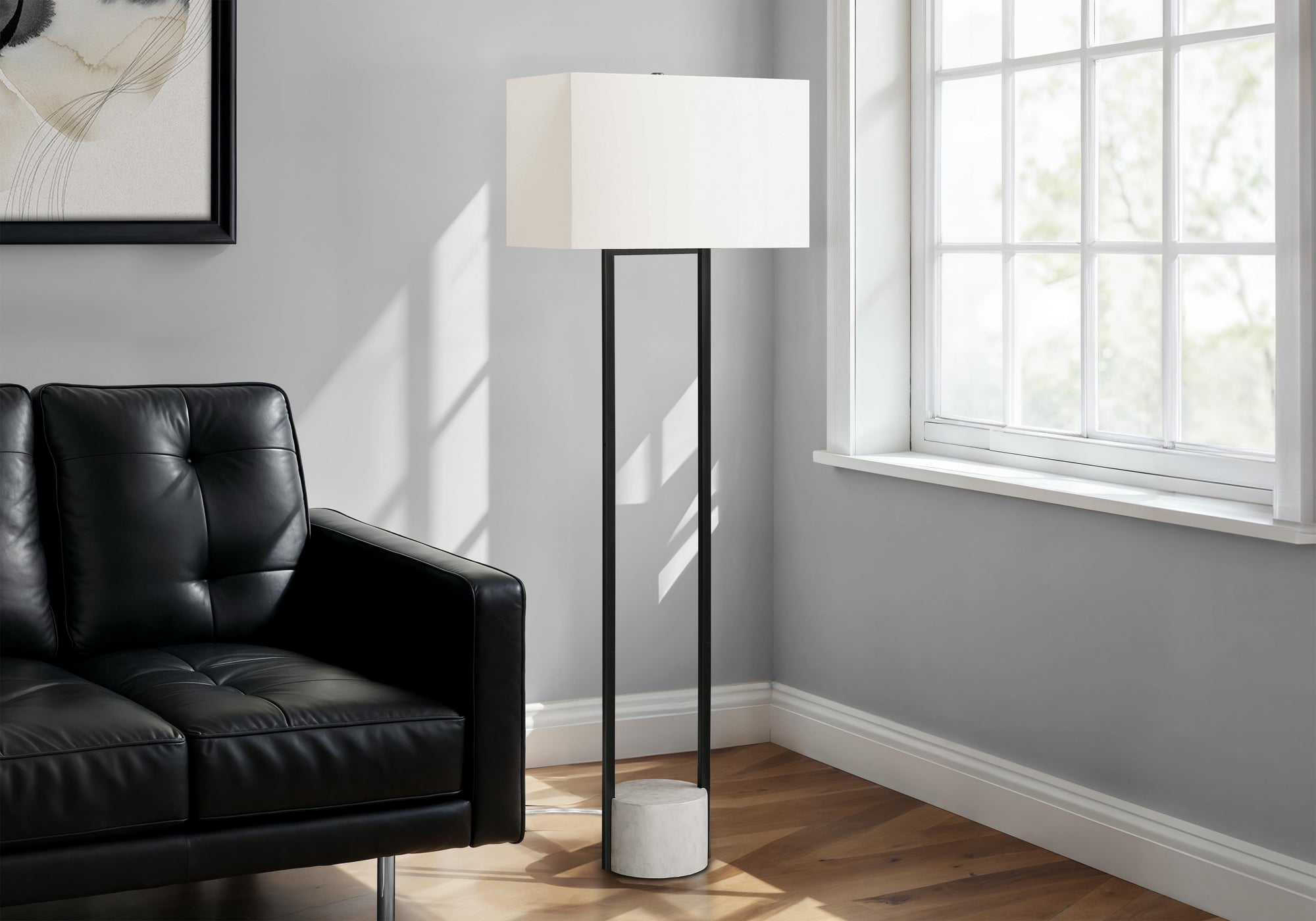 LIGHTING - 62""H FLOOR LAMP BLACK METAL / IVORY