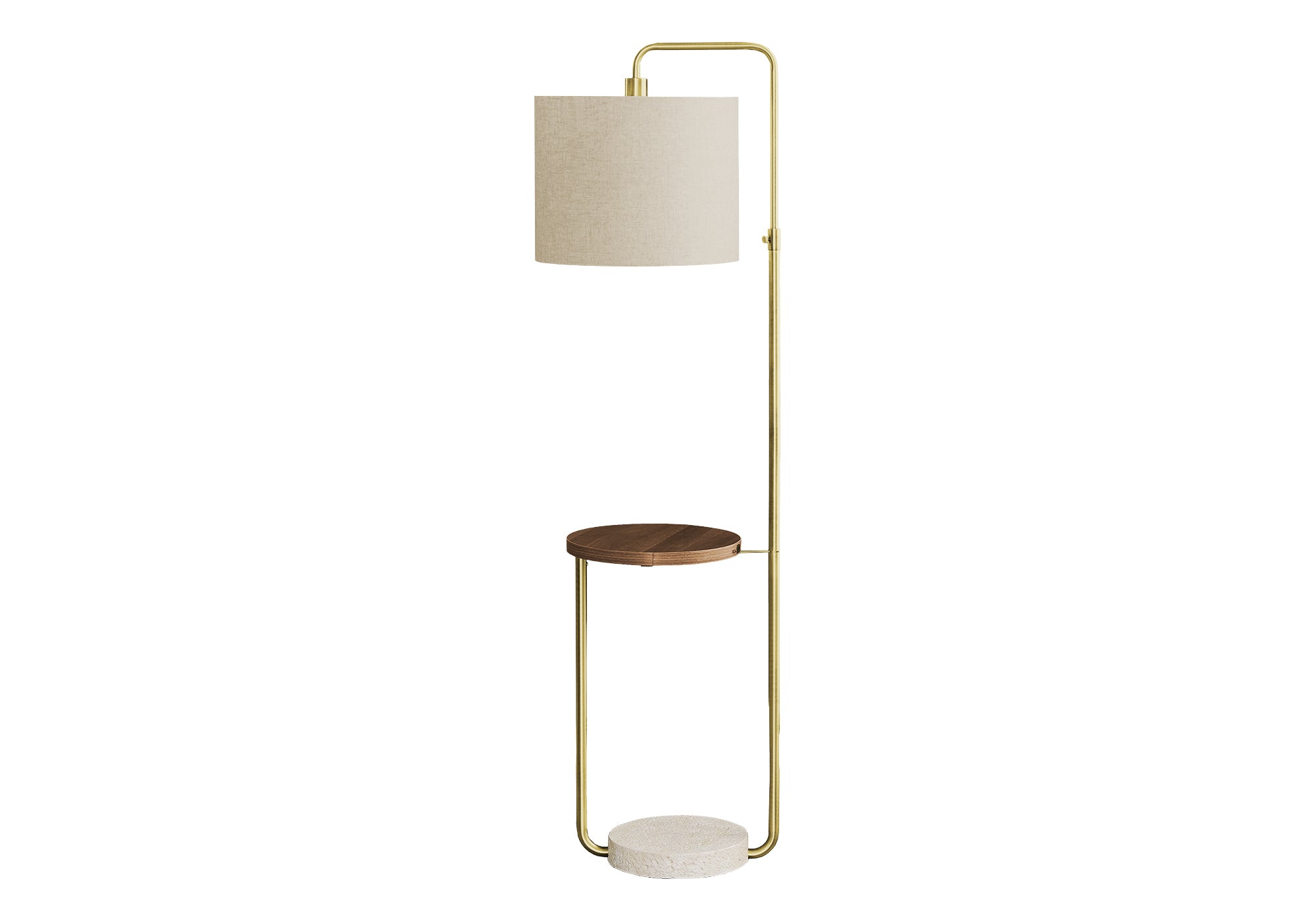 LIGHTING - 67""H FLOOR LAMP BRASS METAL / BEIGE / USB