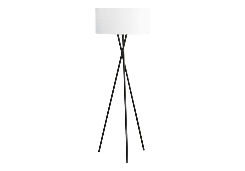LIGHTING - 62""H TRIPOD FLOOR LAMP BLACK METAL / IVORY
