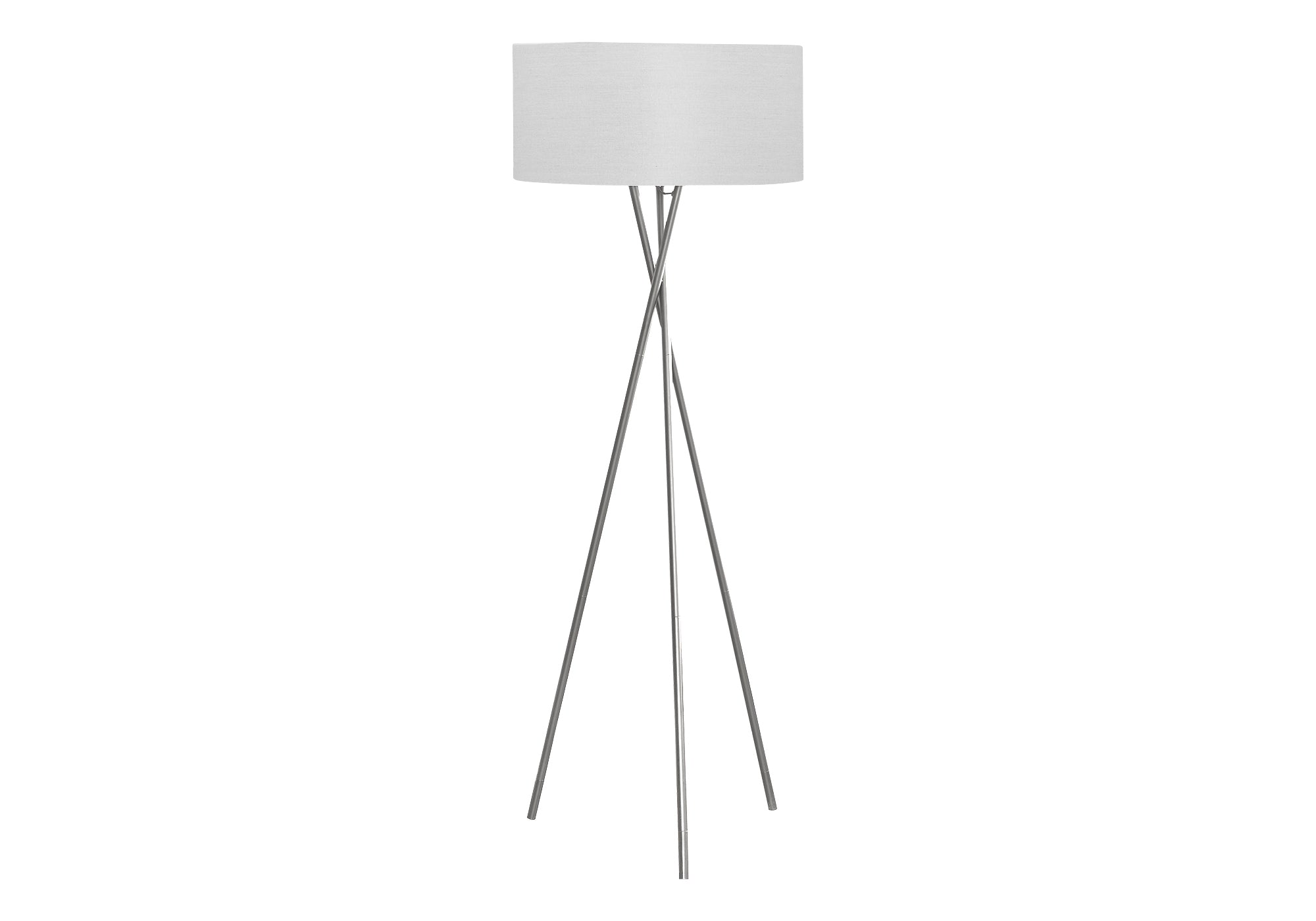LIGHTING - 62""H TRIPOD FLOOR LAMP NICKEL METAL / GREY