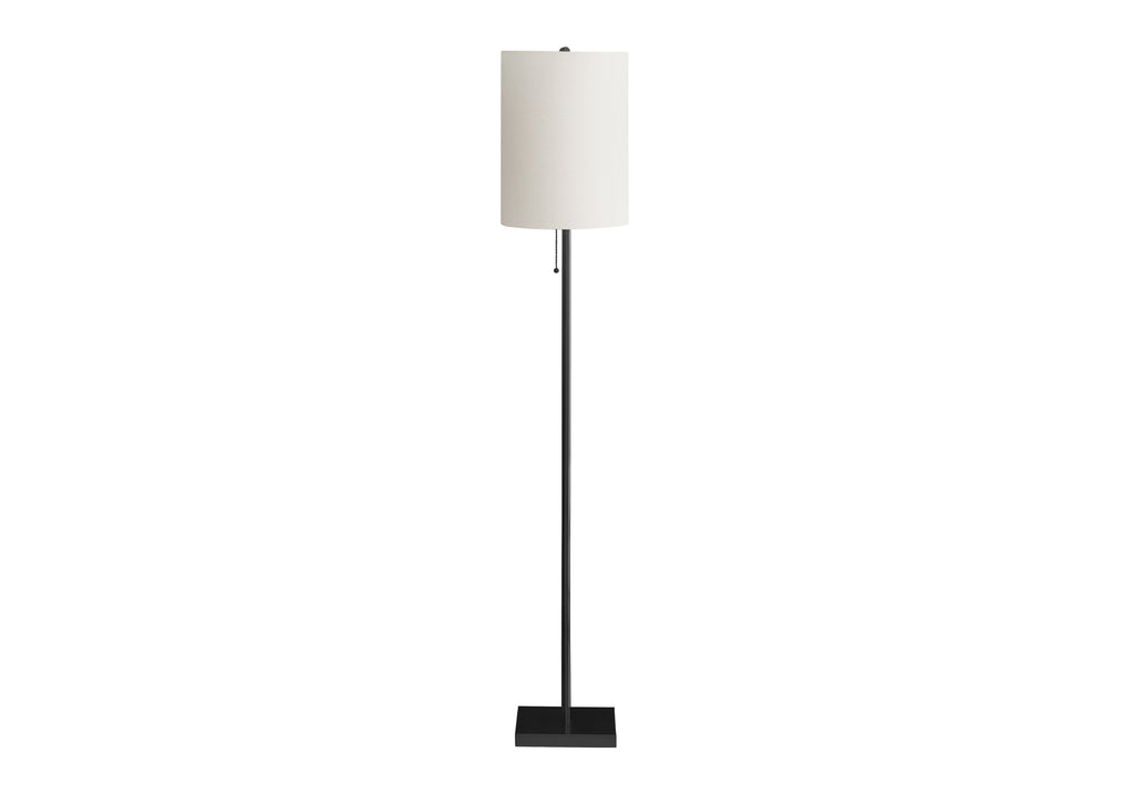 LIGHTING - 62""H FLOOR LAMP BLACK METAL / IVORY SHADE