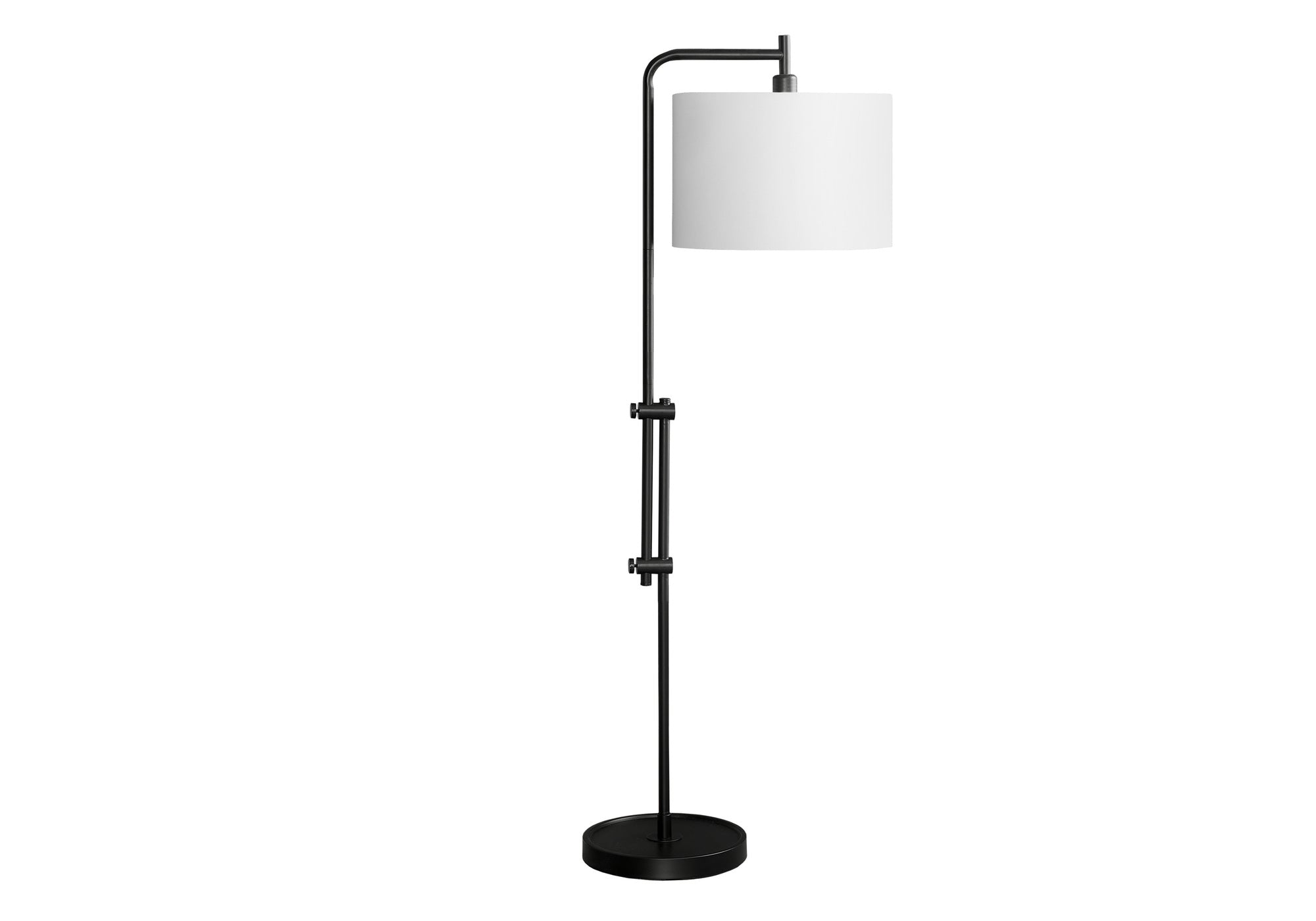 LIGHTING - 63""H FLOOR LAMP BLACK METAL / IVORY SHADE