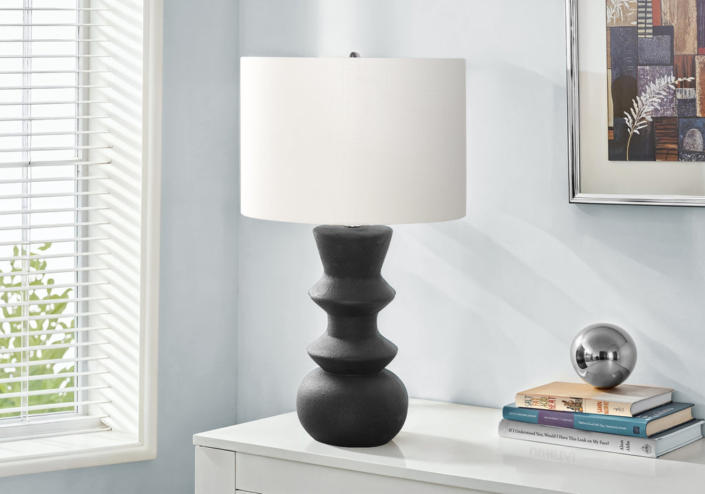 LIGHTING - 26""H TABLE LAMP BLACK CERAMIC / IVORY SHADE
