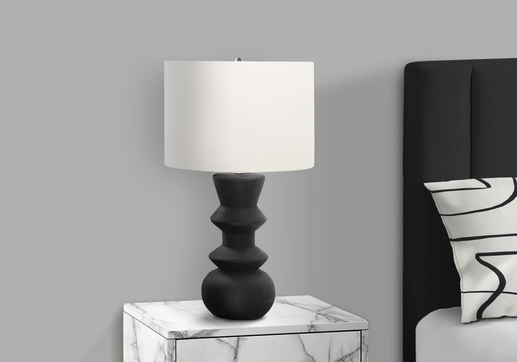 LIGHTING - 26""H TABLE LAMP BLACK CERAMIC / IVORY SHADE