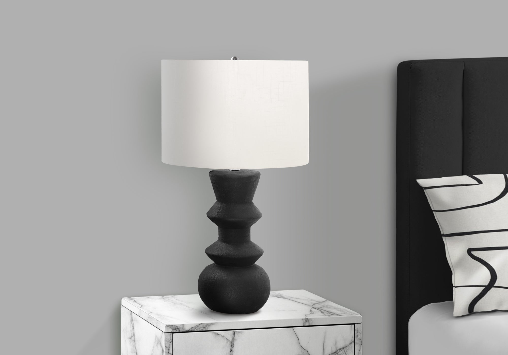 LIGHTING - 26""H TABLE LAMP BLACK CERAMIC / IVORY SHADE