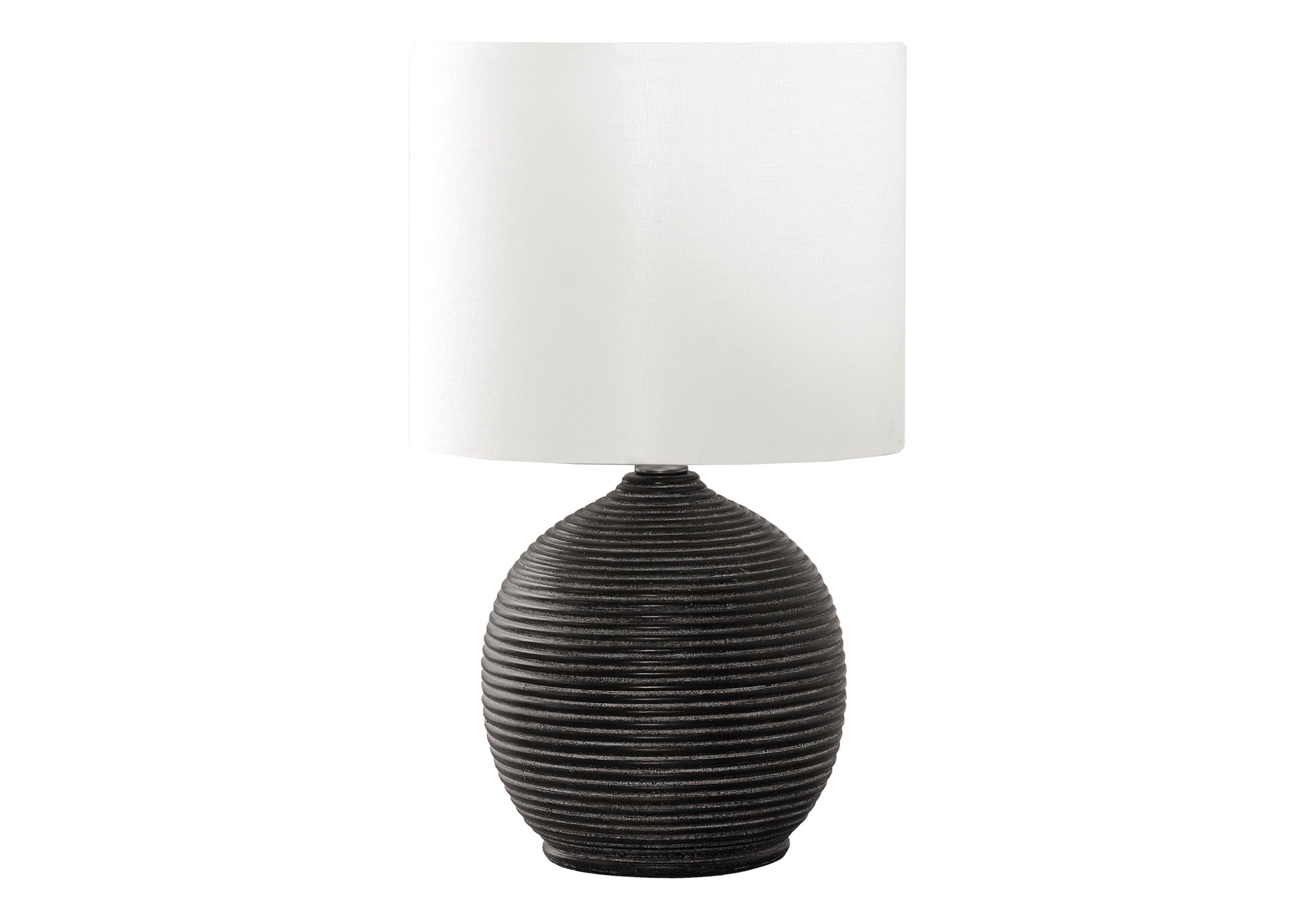 LIGHTING - 16""H TABLE LAMP BLACK RESIN / IVORY SHADE