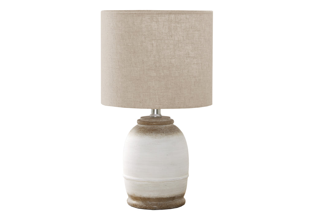 LIGHTING - 16""H TABLE LAMP CREAM RESIN / BEIGE SHADE