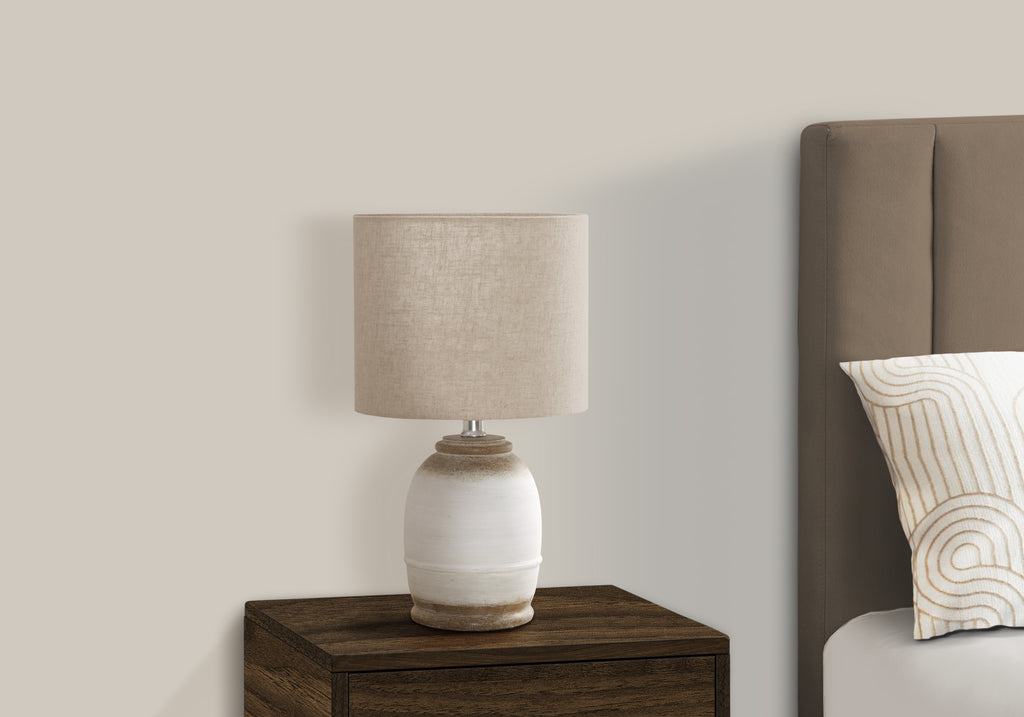 LIGHTING - 16""H TABLE LAMP CREAM RESIN / BEIGE SHADE