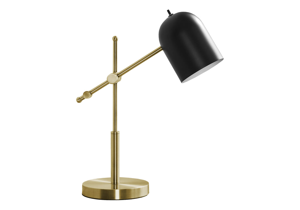 LIGHTING - 18""H TABLE LAMP BRASS METAL / BLACK SHADE