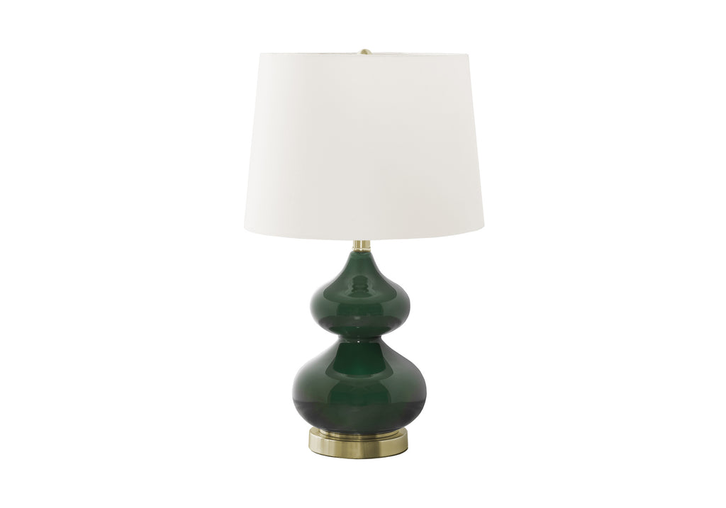 LIGHTING - 24""H TABLE LAMP GREEN GLASS / IVORY SHADE