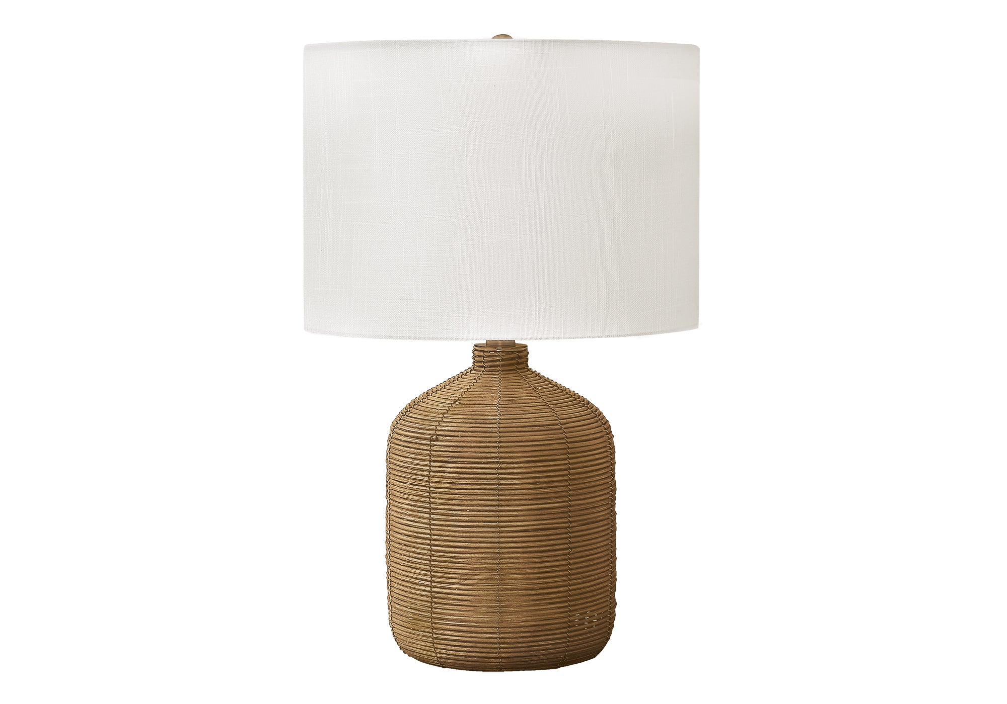 LIGHTING - 23""H TABLE LAMP BROWN RATTAN / BEIGE SHADE