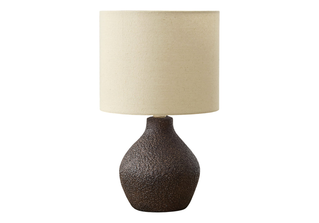 LIGHTING - 16""H TABLE LAMP BROWN RESIN / BEIGE SHADE