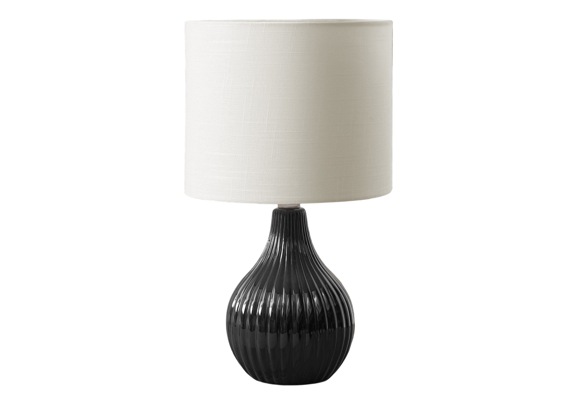 LIGHTING - 17""H TABLE LAMP BLACK CERAMIC / IVORY SHADE