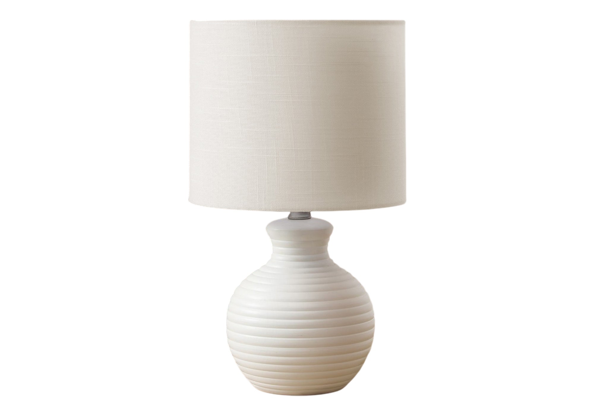 LIGHTING - 16""H TABLE LAMP WHITE RESIN / IVORY SHADE