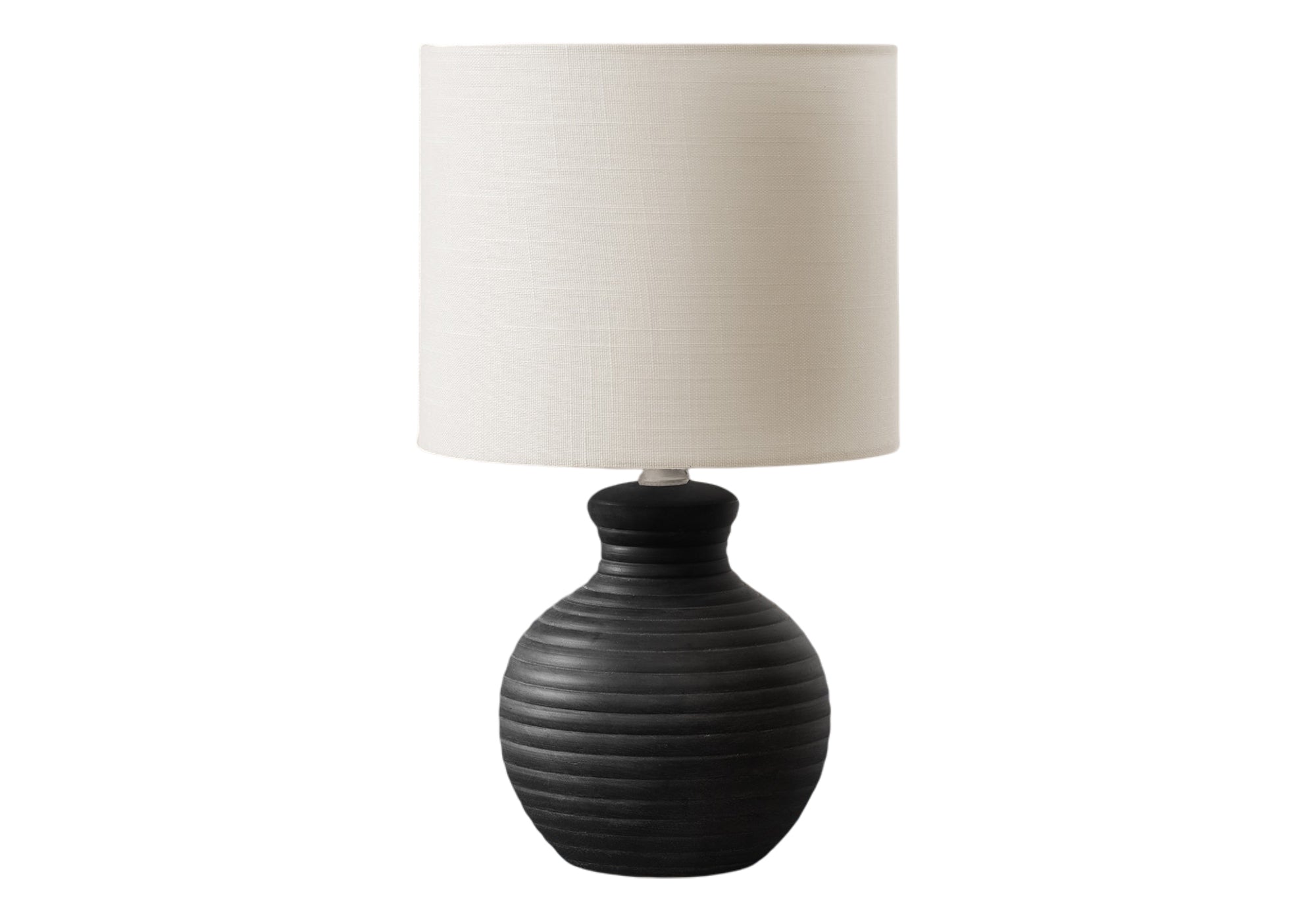LIGHTING - 16""H TABLE LAMP BLACK RESIN / IVORY SHADE