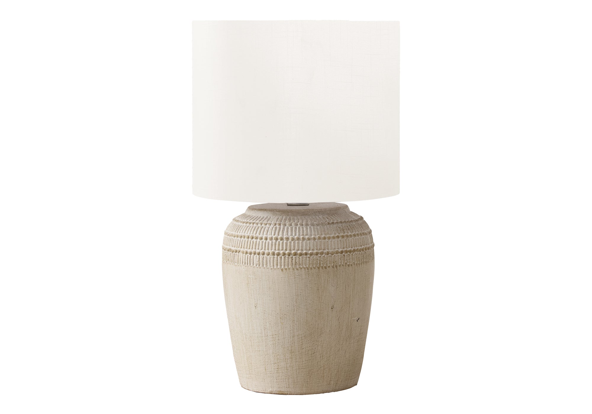 LIGHTING - 17""H TABLE LAMP BEIGE CERAMIC / IVORY SHADE