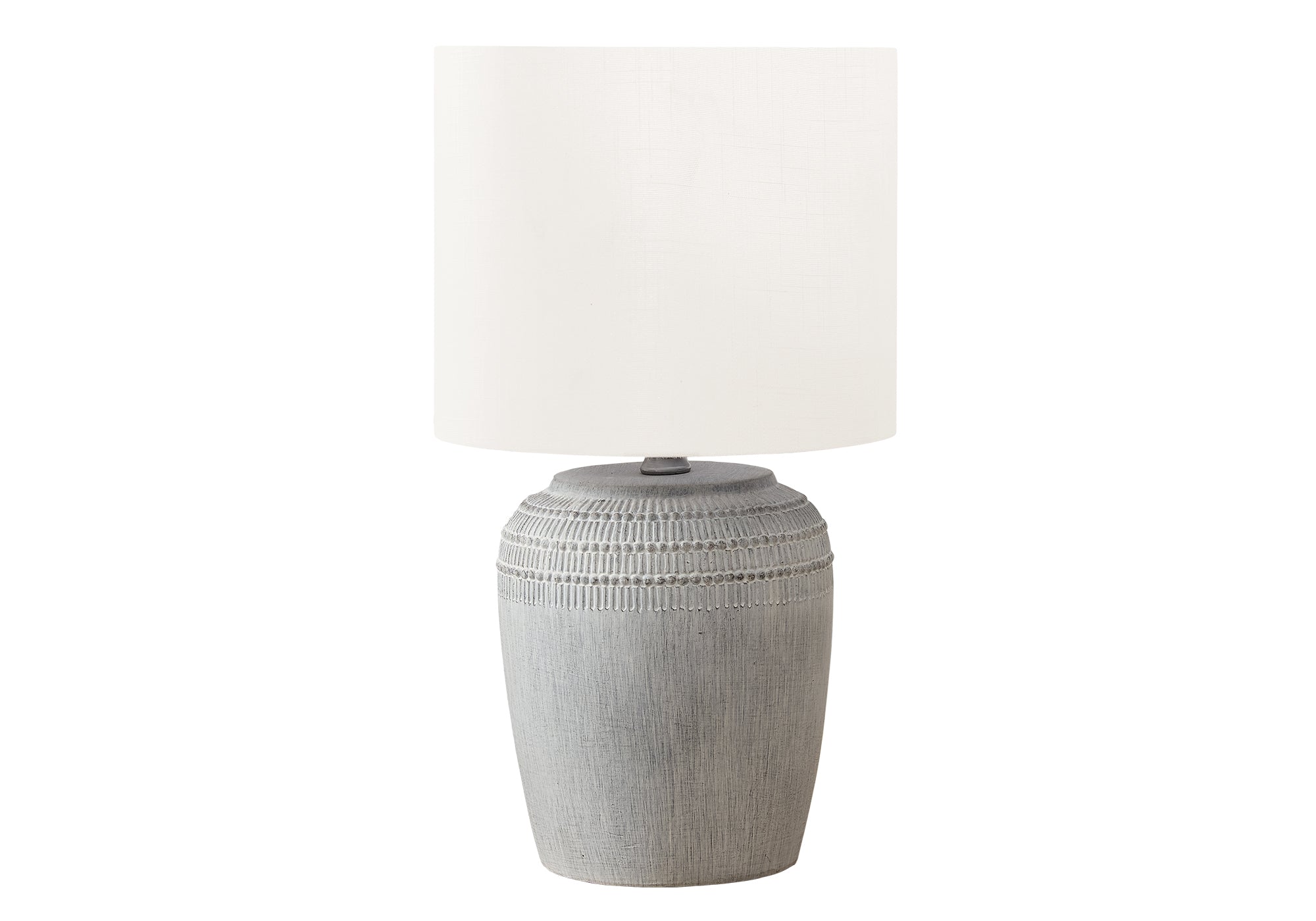 LIGHTING - 17""H TABLE LAMP GREY CERAMIC / IVORY SHADE
