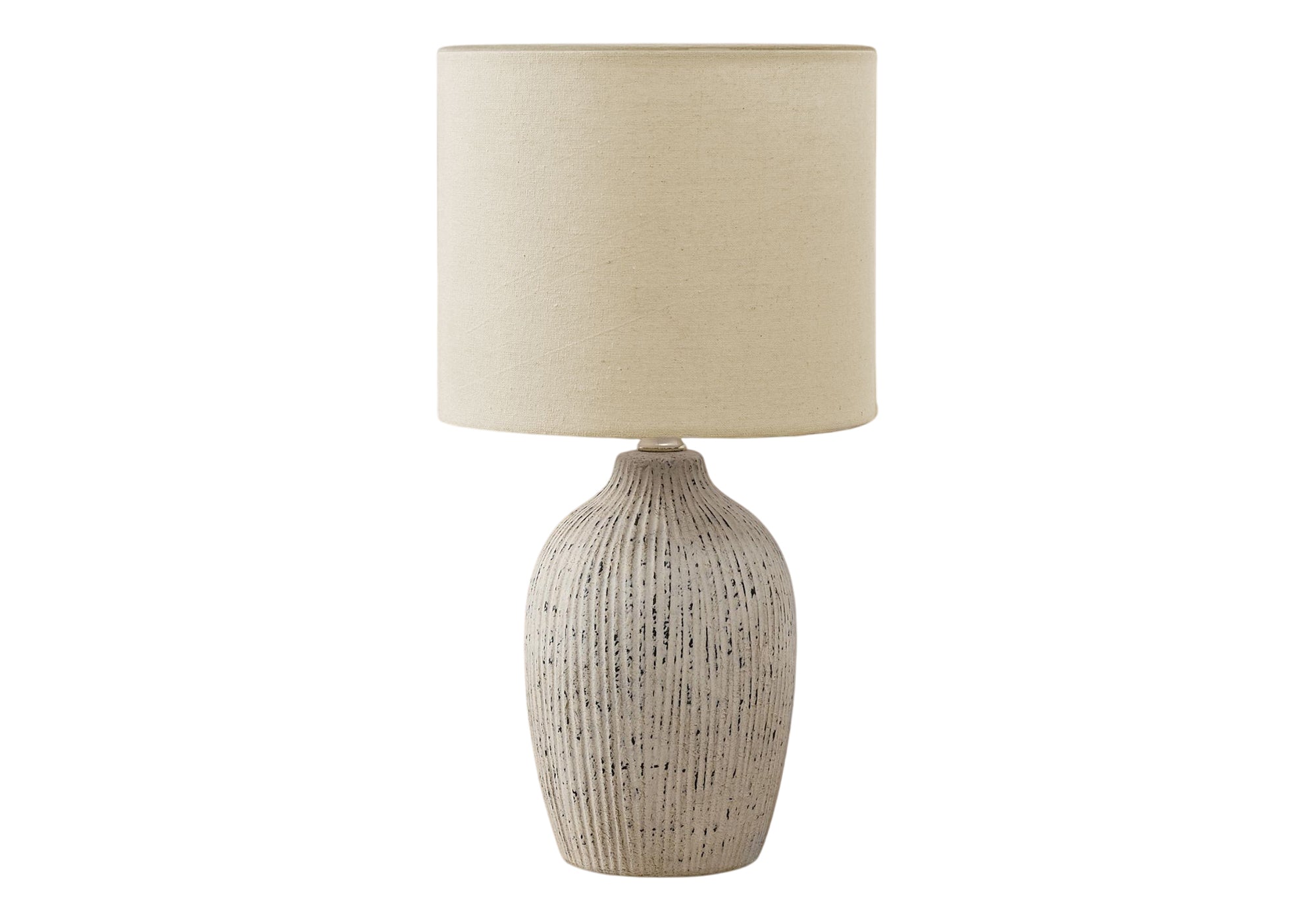 LIGHTING - 18""H TABLE LAMP BEIGE CERAMIC / BEIGE SHADE