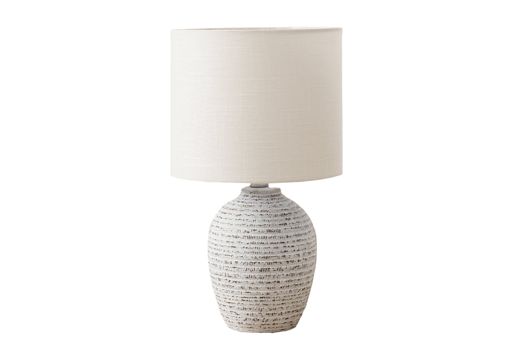 LIGHTING - 17""H TABLE LAMP IVORY CERAMIC / IVORY SHADE