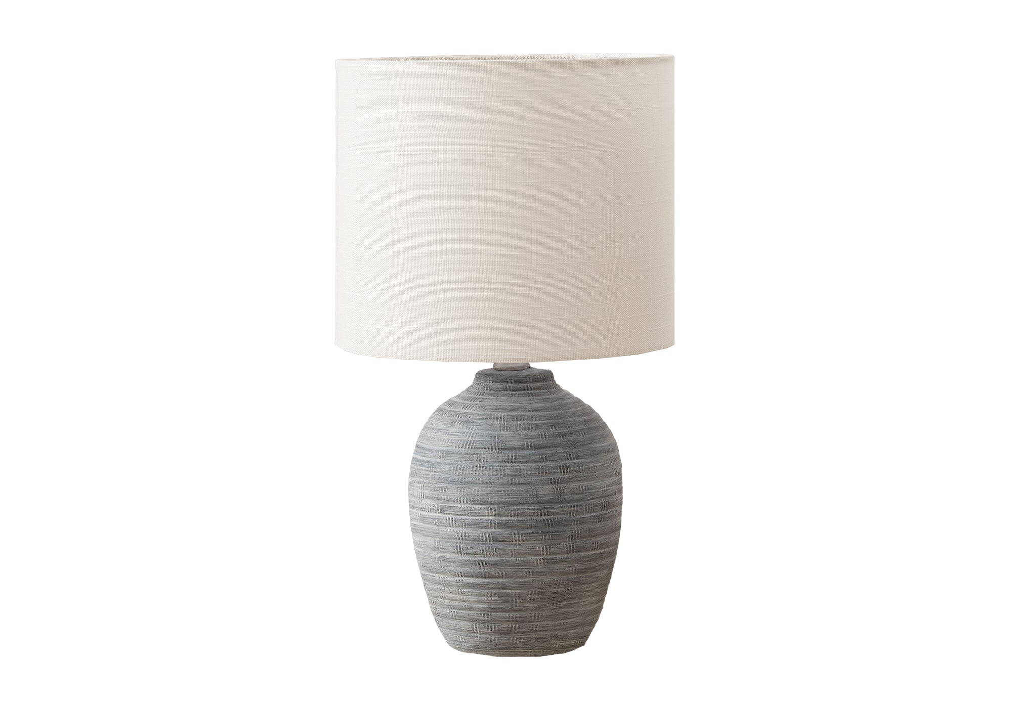 LIGHTING - 17""H TABLE LAMP GREY CERAMIC / IVORY SHADE