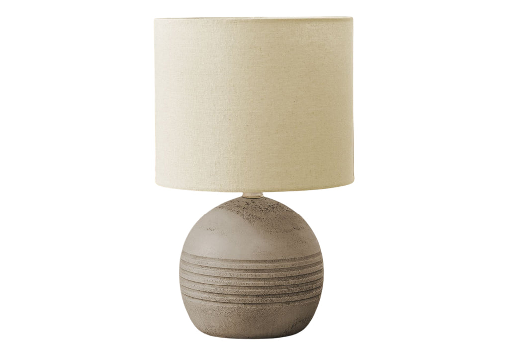 LIGHTING - 15""H TABLE LAMP BEIGE RESIN / BEIGE SHADE