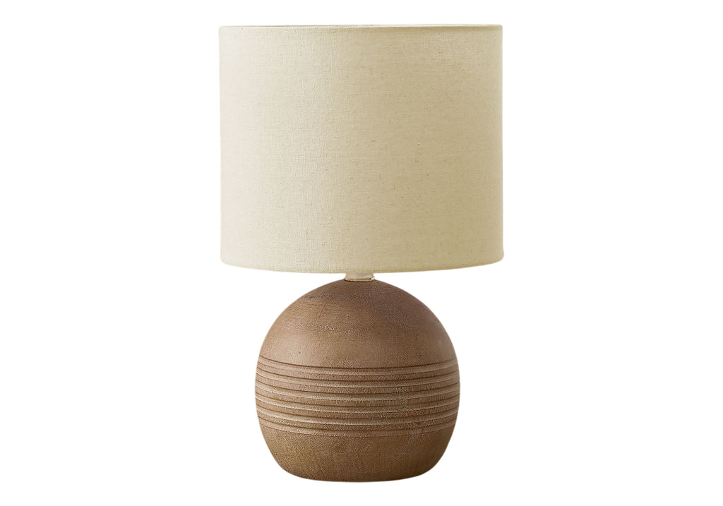 LIGHTING - 15""H TABLE LAMP BROWN RESIN / BEIGE SHADE