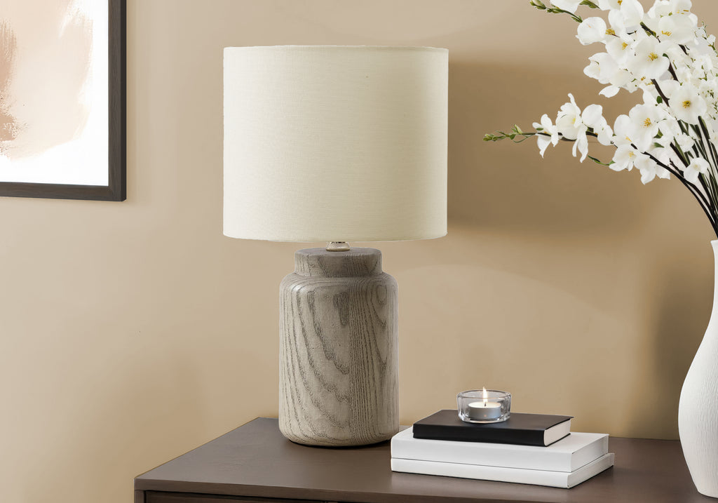 LIGHTING - 17""H TABLE LAMP TAUPE RESIN / IVORY SHADE