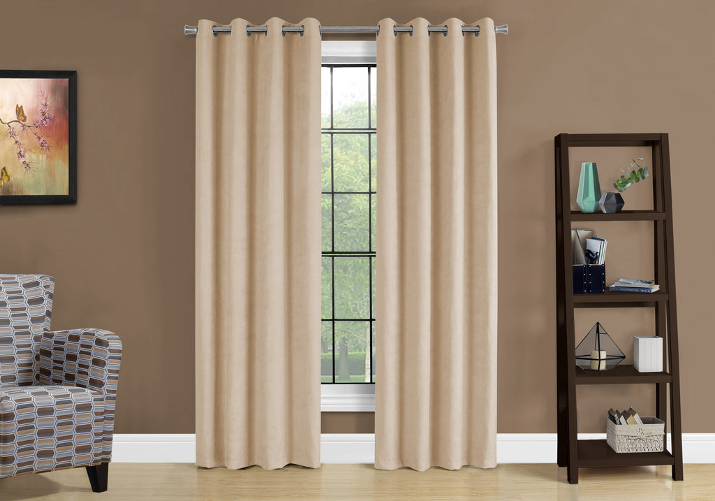 CURTAIN PANEL - 2PCS / 54""W X 95""H BEIGE ROOM DARKENING