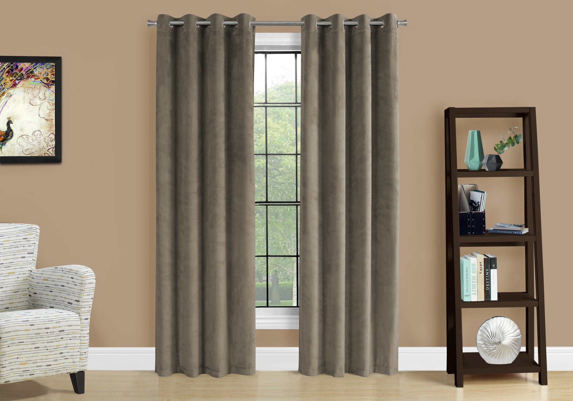CURTAIN PANEL - 2PCS / 52""W X 95""H TAUPE ROOM DARKENING