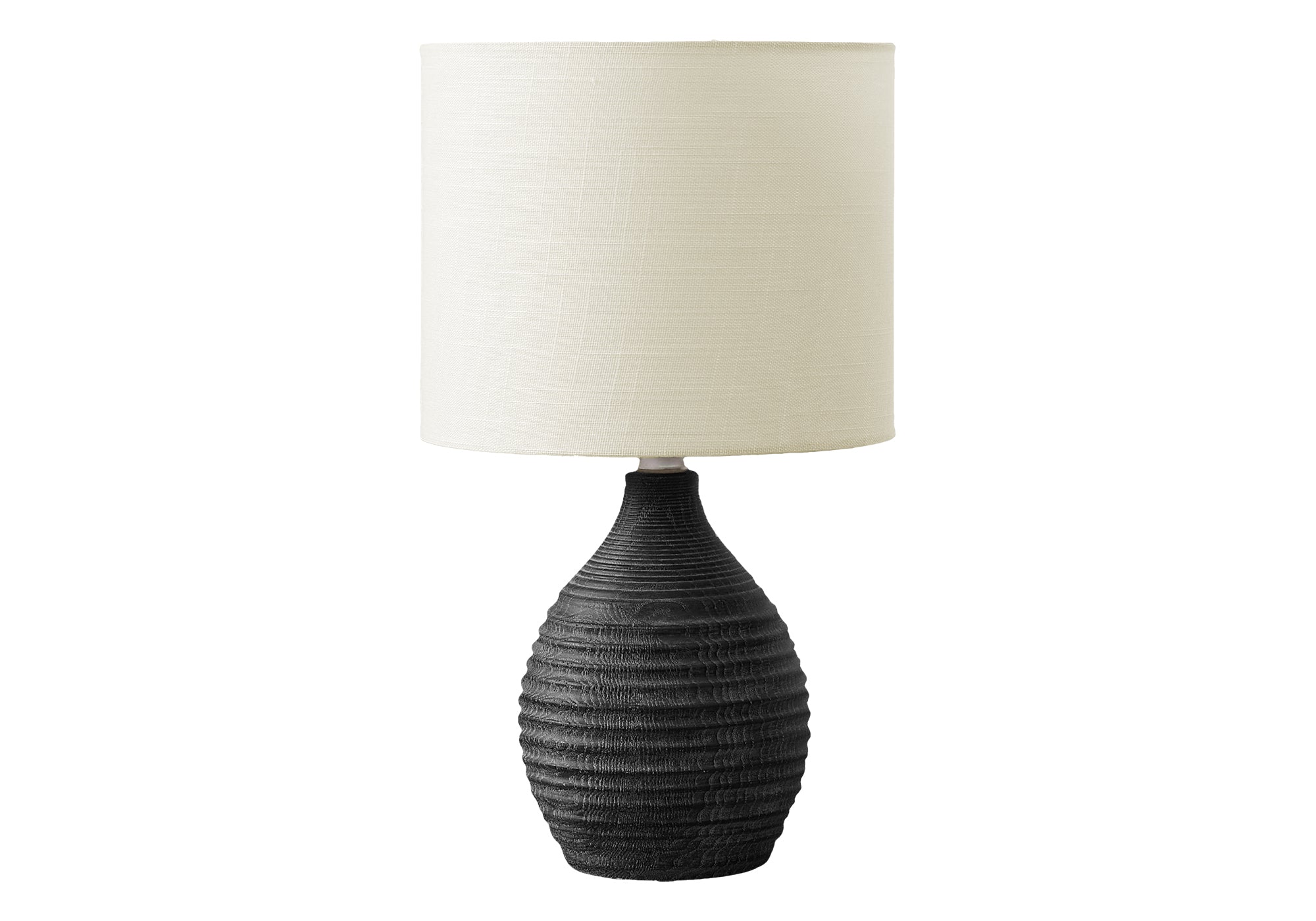 LIGHTING - 17""H TABLE LAMP GREY RESIN / IVORY SHADE