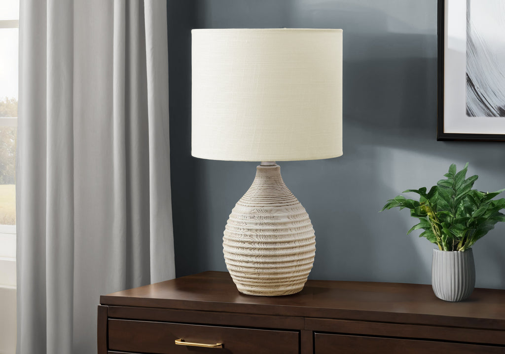 LIGHTING - 17""H TABLE LAMP IVORY RESIN / IVORY SHADE